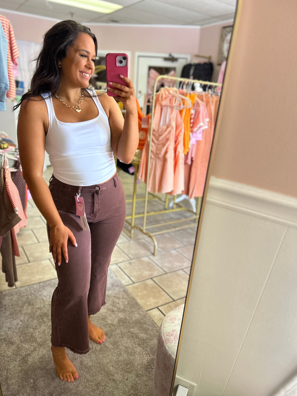 Brown Denim Crops