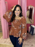 Autumn Romance Smocked Top