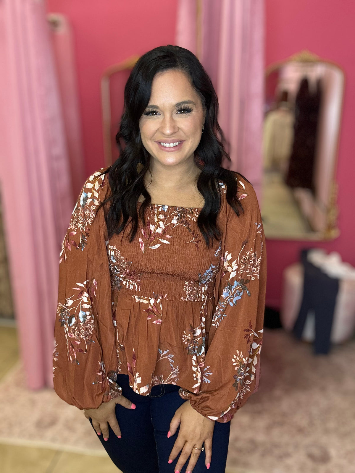 Autumn Romance Smocked Top
