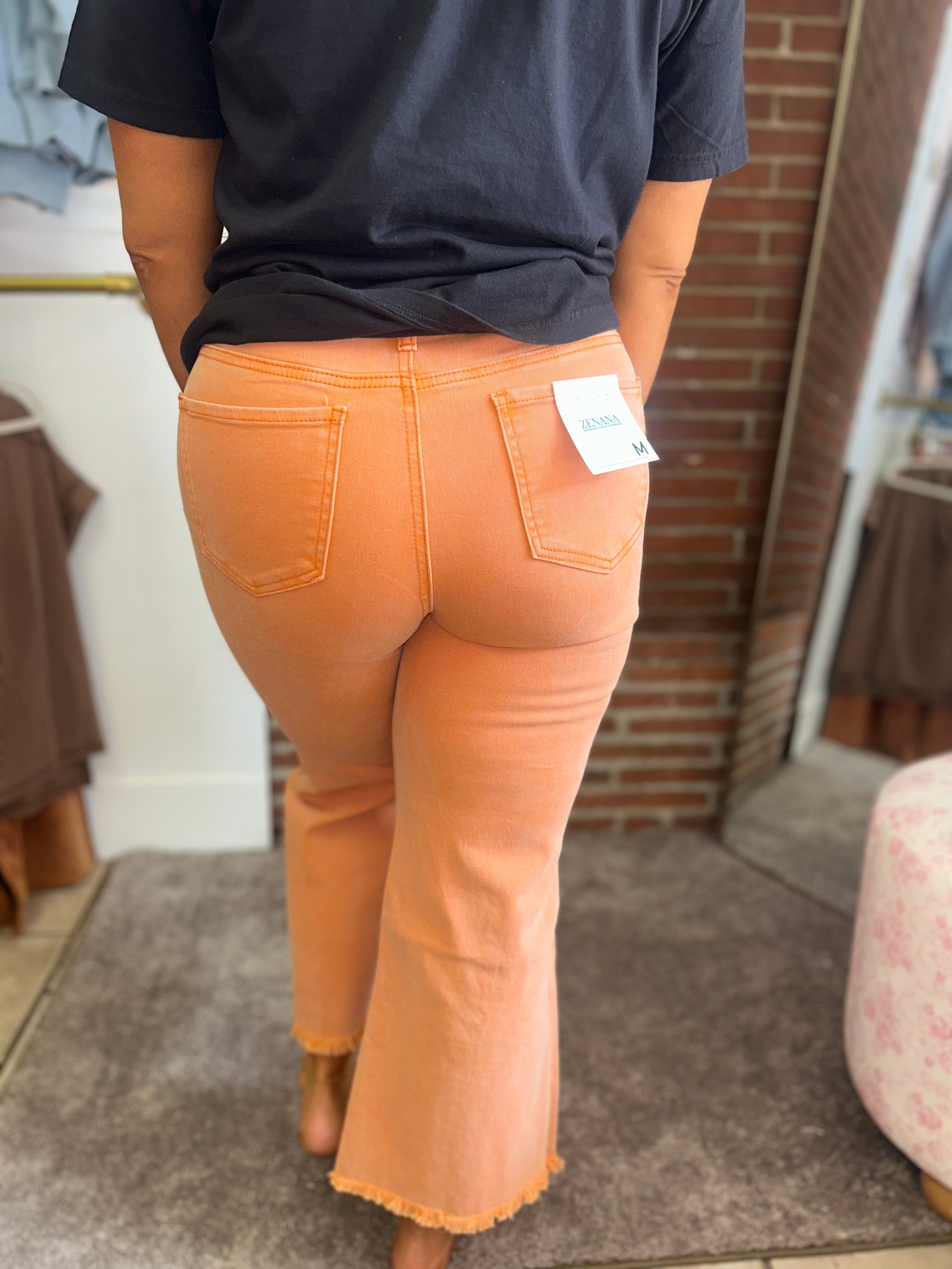 Orange Denim Crops