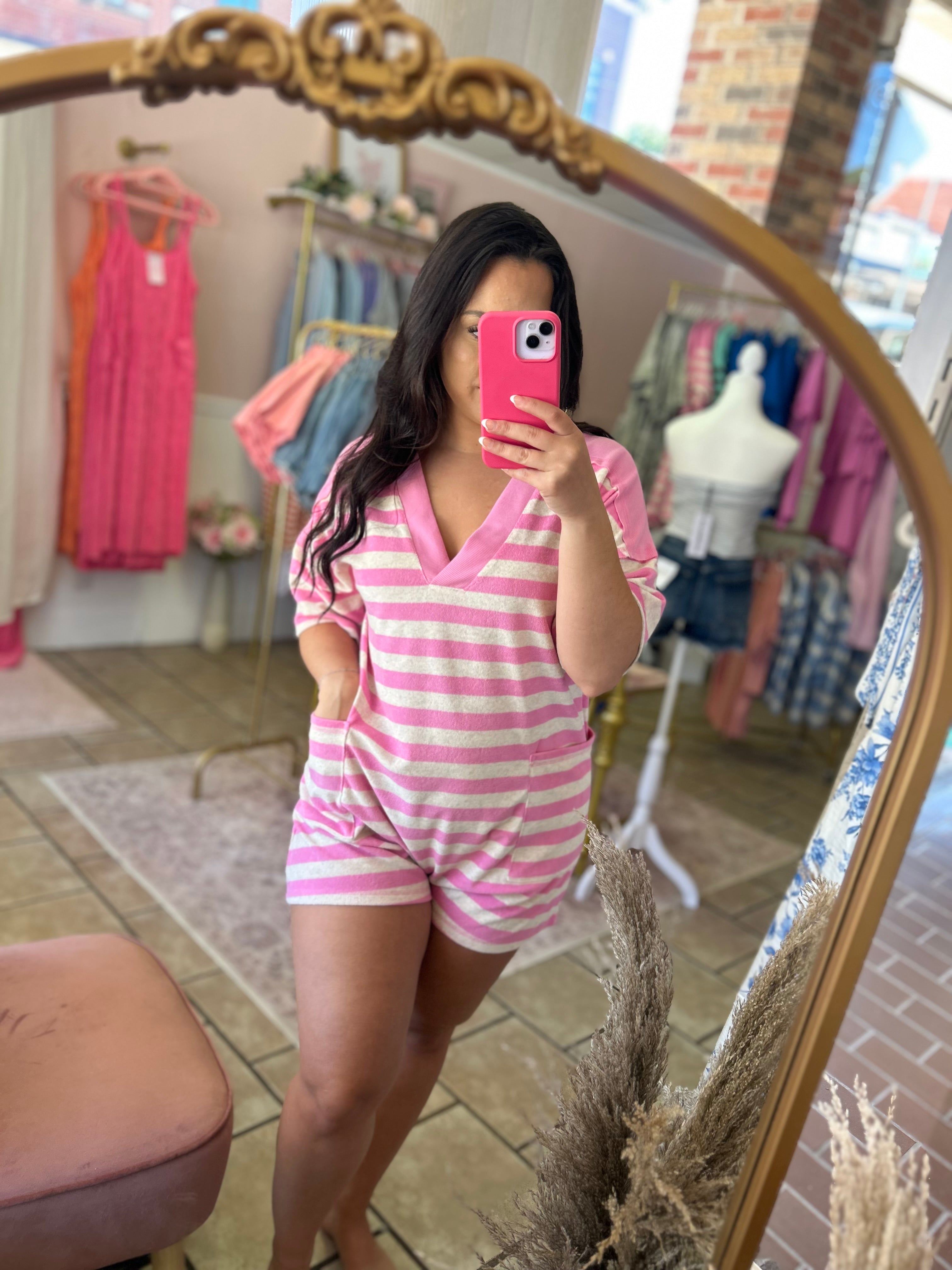 Pink Terry Knit Romper