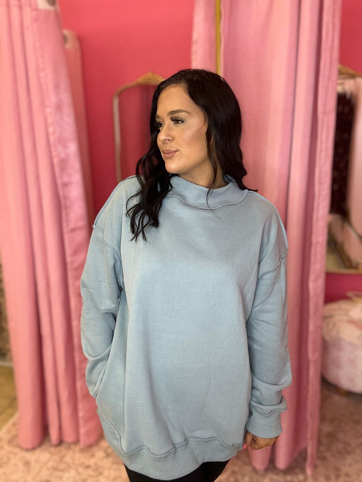 Denim Blue Mockneck