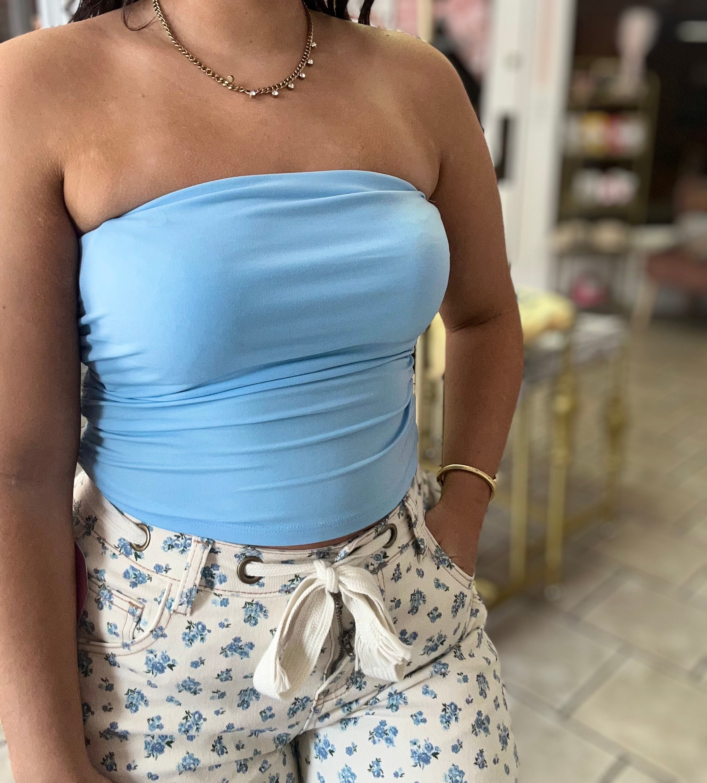 Blue tube top