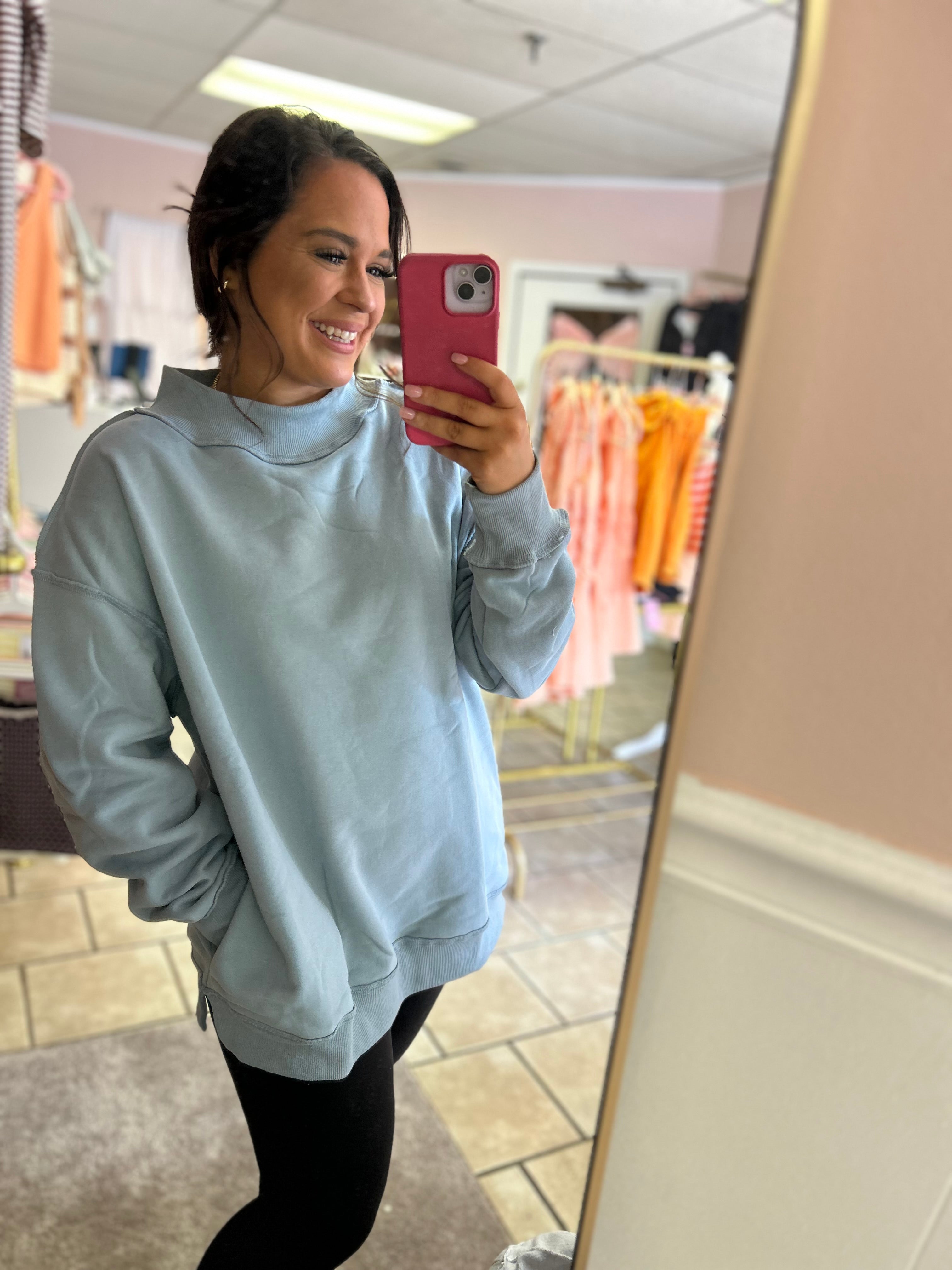 Denim Blue Mockneck