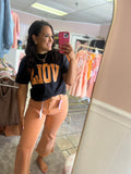 Orange Denim Crops