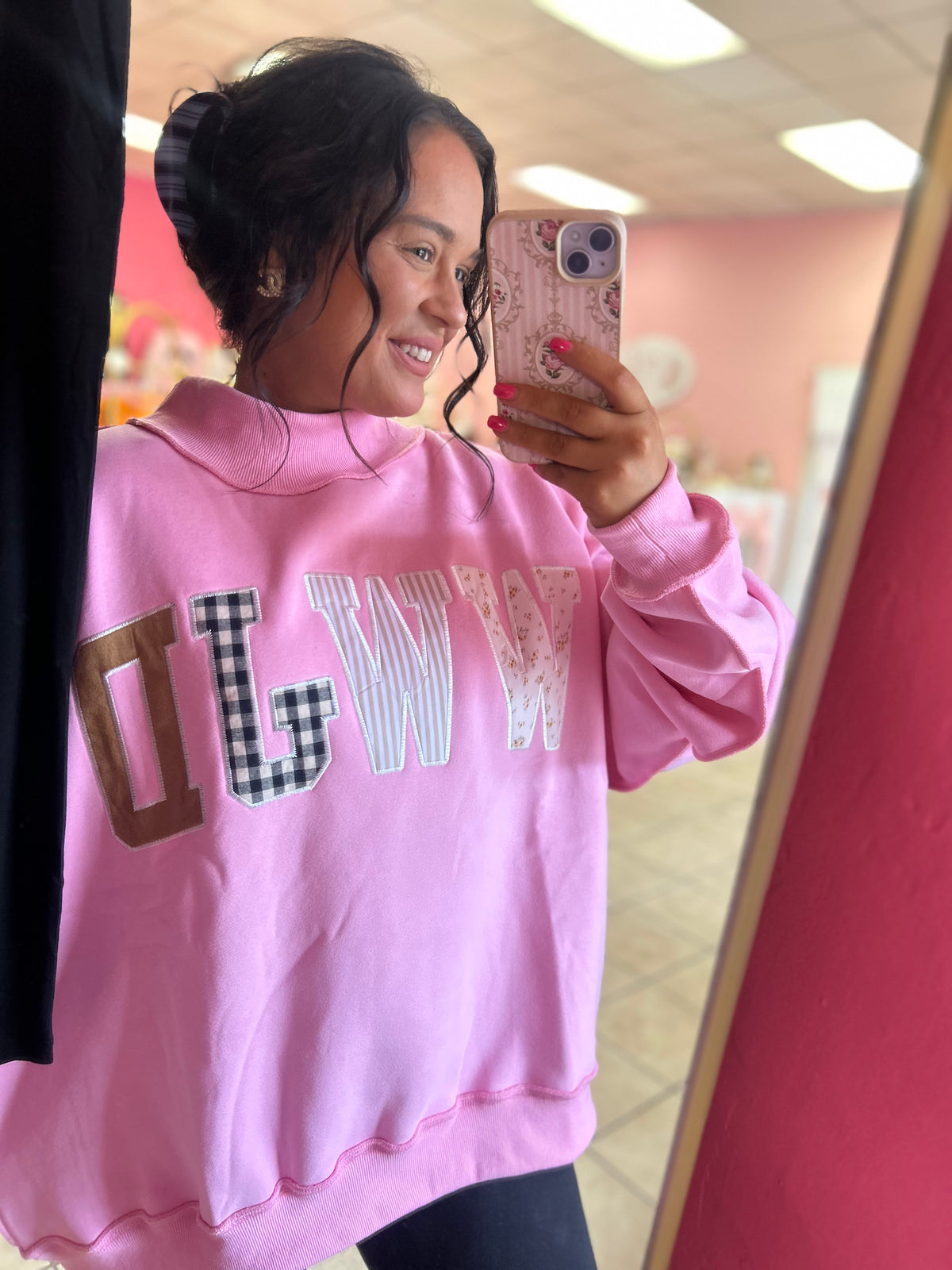 WWJD pink Mockneck