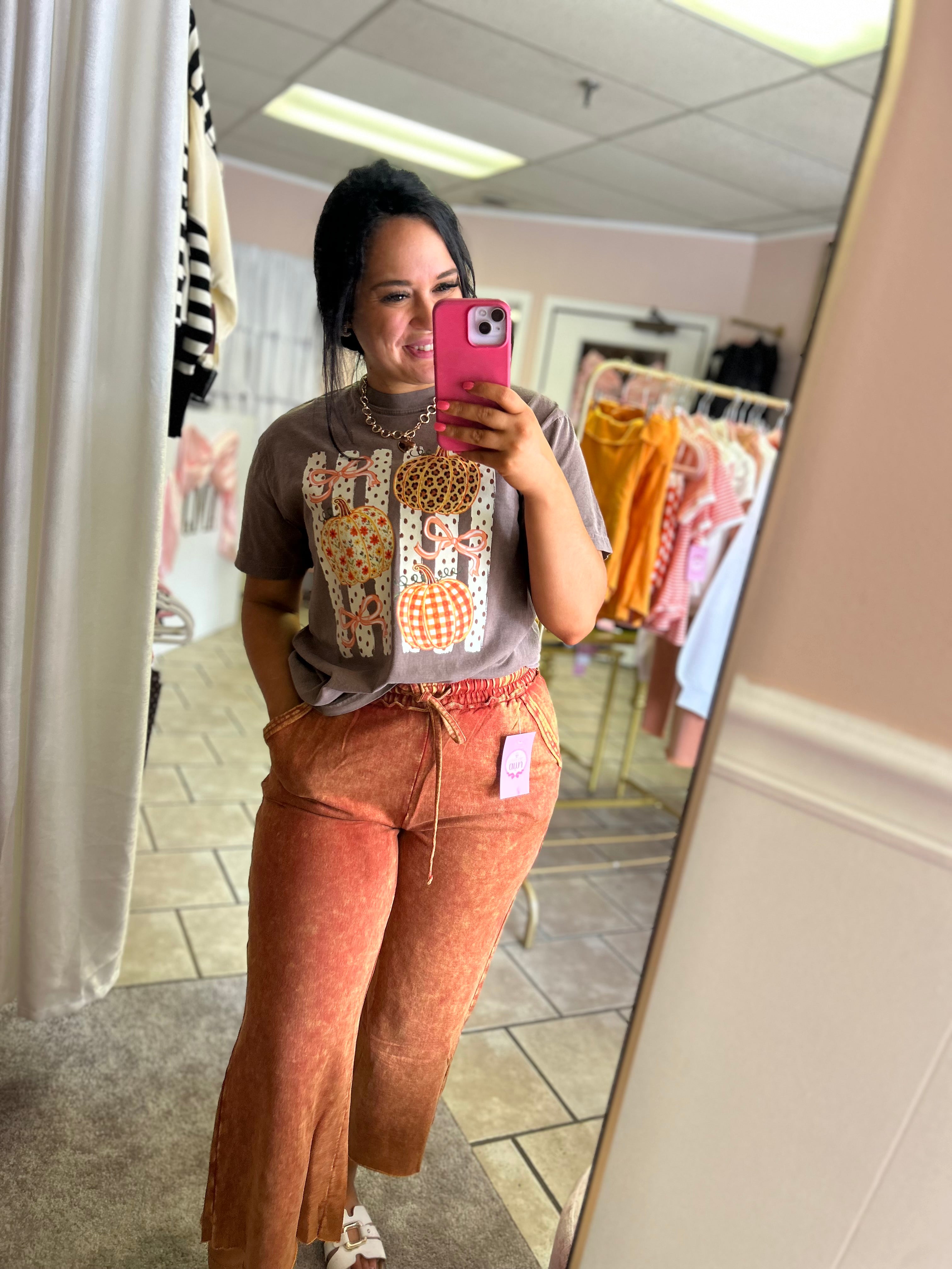 Rustic Orange Terry Flares