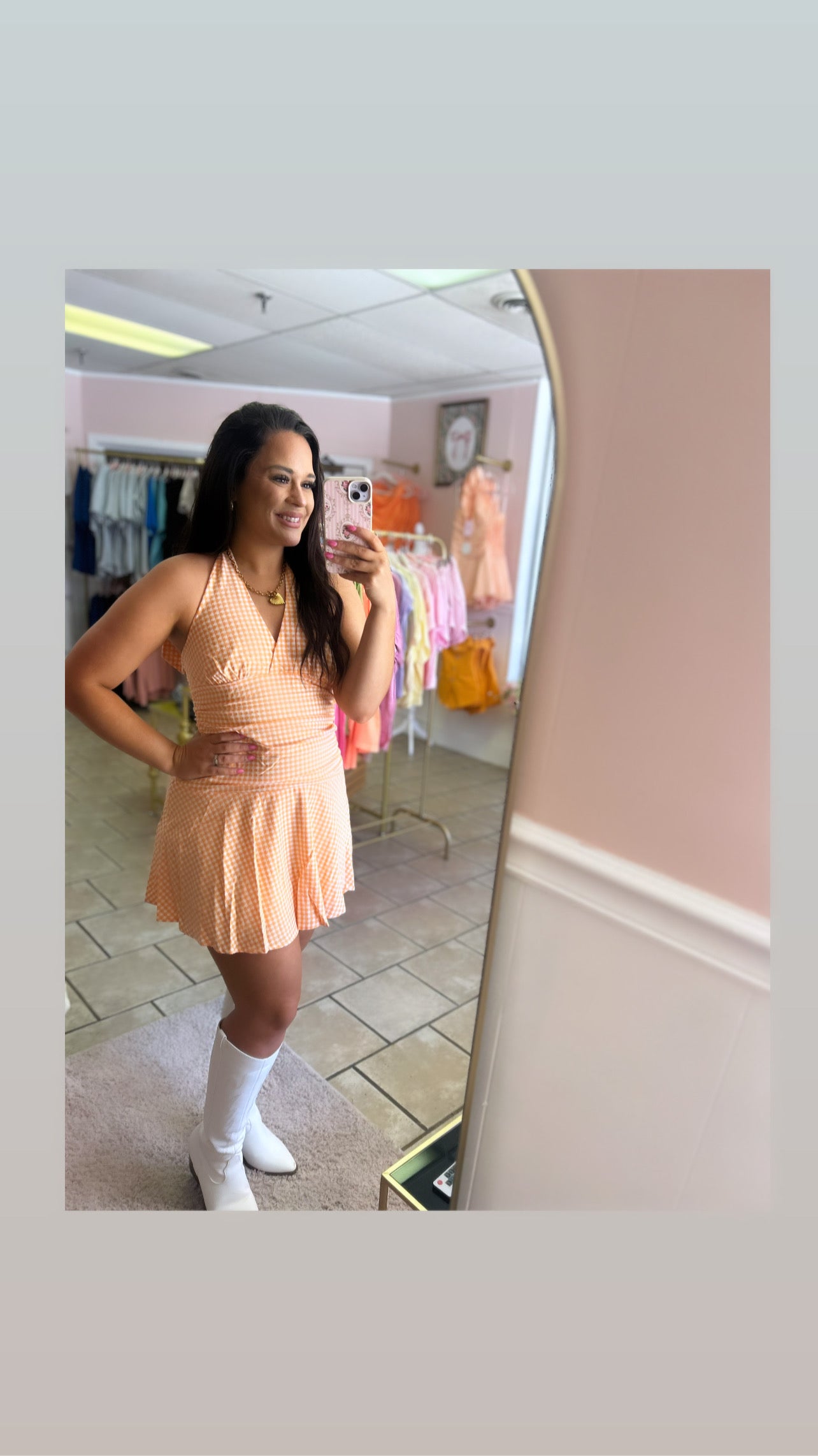Orange Gingham Dress