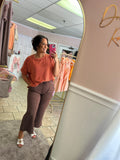 Brown Terry Flare Pants