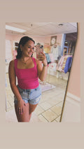 Hot Pink Shirred Tank