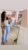 Green floral tube top