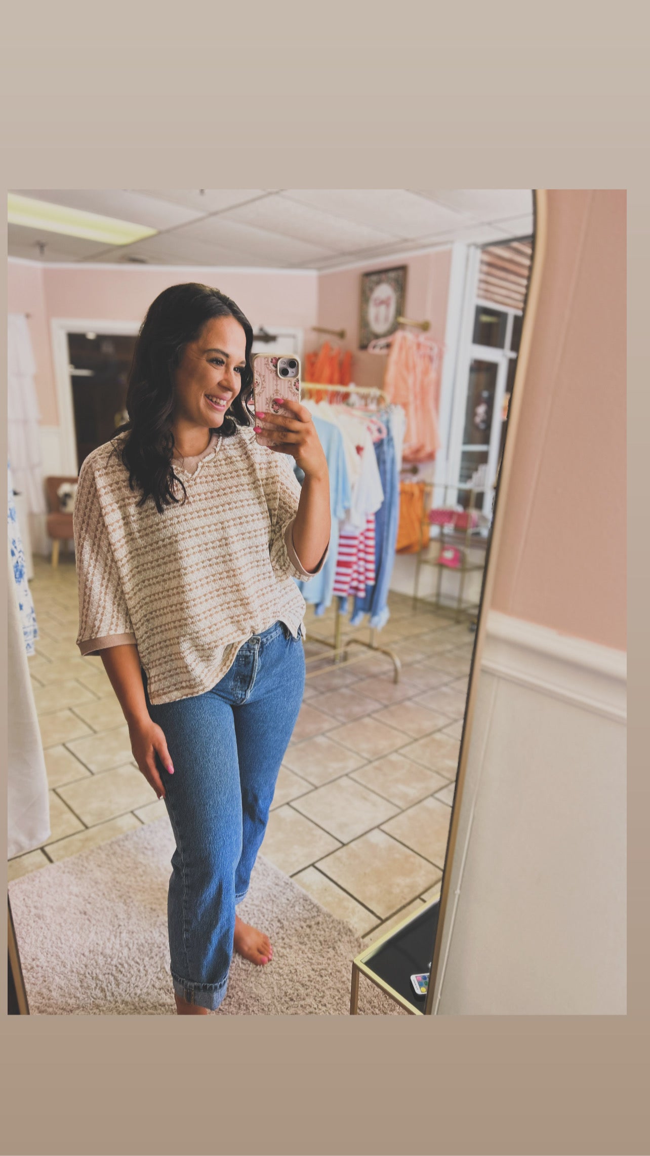 Beige knit top